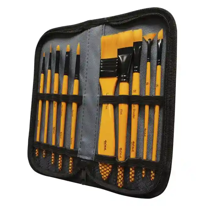 Set pensule pu acril, în penar 11 bucăți