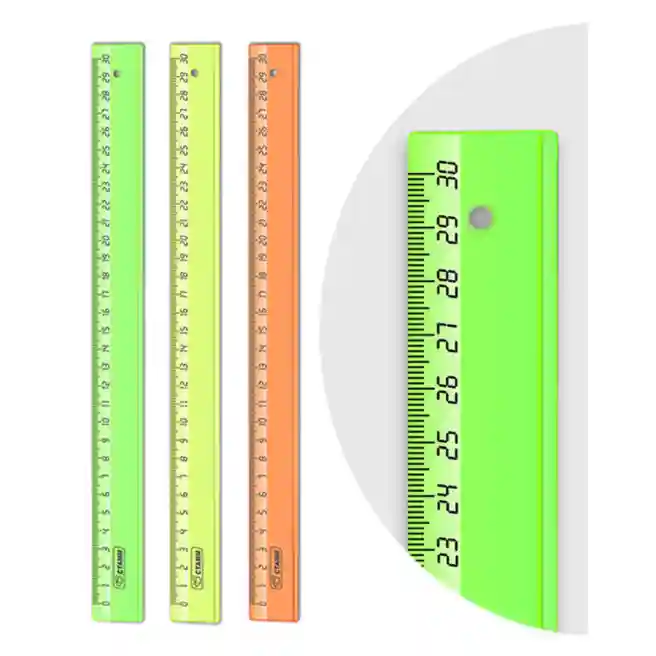 Линейка пластиковая СТАММ 30см NEON Cristal  прозрачная