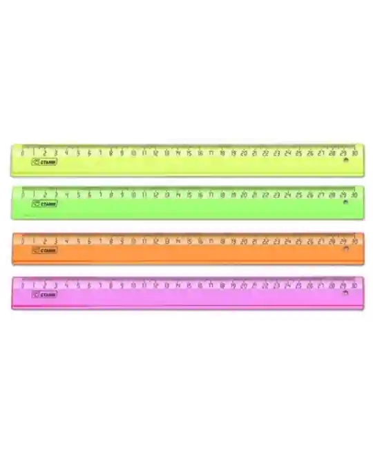 Линейка пластиковая СТАММ 30см NEON Cristal  прозрачная