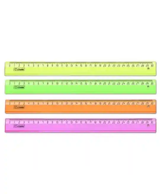 Линейка пластиковая СТАММ 30см NEON Cristal  прозрачная