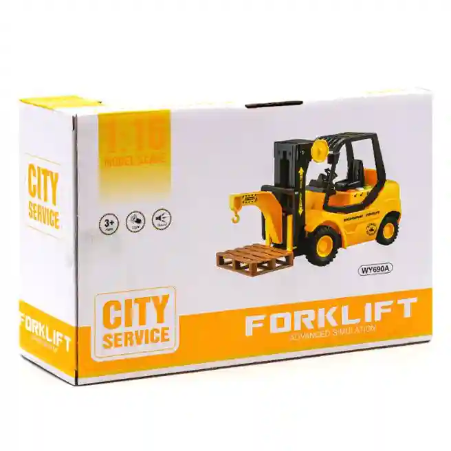 WY Подгрузчик инерц. 1:16 "Forklift w/ 2 cartons" (звук,свет), код 49469