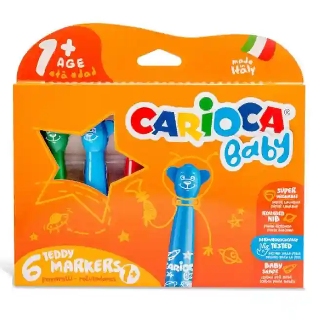 Set carioci Carioca "Baby Teddy", 6 culori
