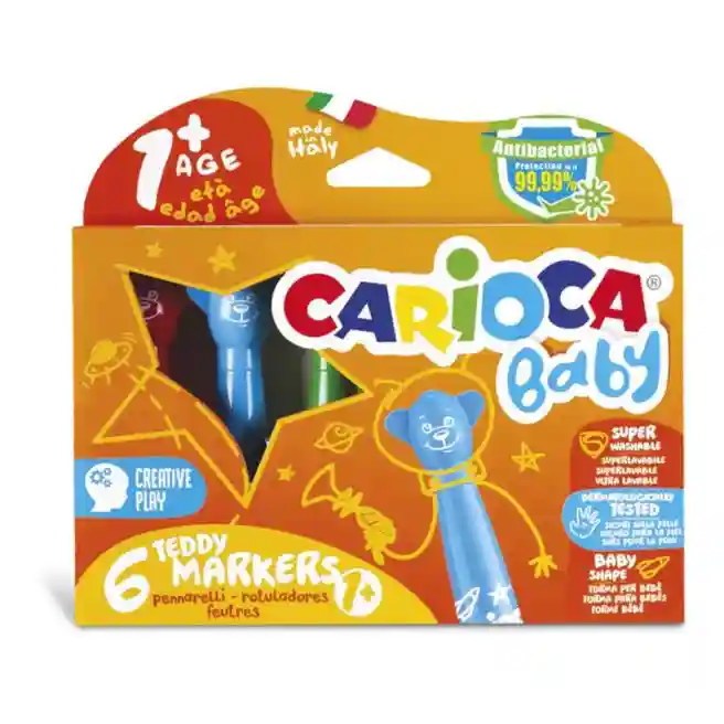 Set carioci Carioca "Baby Teddy", 6 culori