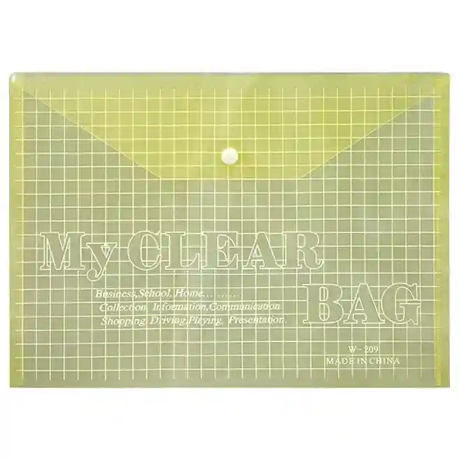 Mapă-plic A4 "My Clear Bag" din plastic dens, cu buton, galbenă