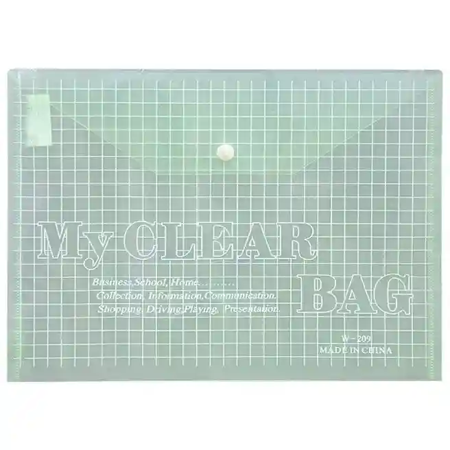 Mapă-plic A4 cu buton cu buton My Clear Bag, verde