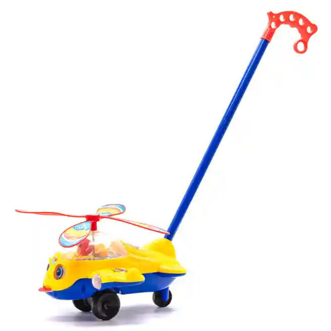 Jucarie trage-impinge "Elicopter" galben, cod 24037