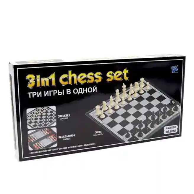 Joc de masă 3în1 (sah/dame/table) magnetic, cod 138704