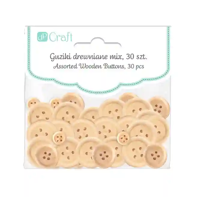 Nasturi de lemn mix, 30buc. - naturale