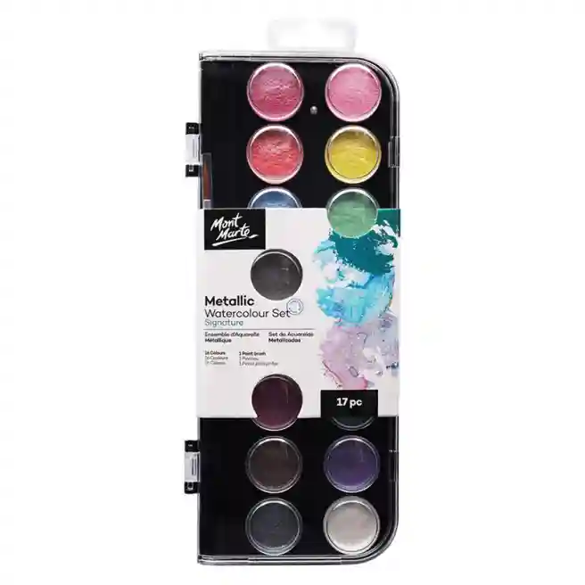 Set vopsele aquarela M.M. metalic 17buc art.PMHS0091