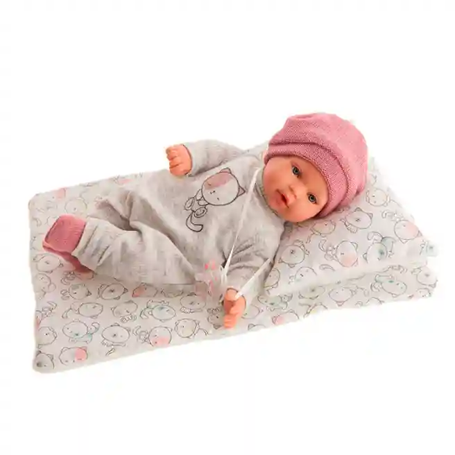 Papușa bebeluș Kika în salopetă, 27 cm, cod 46443