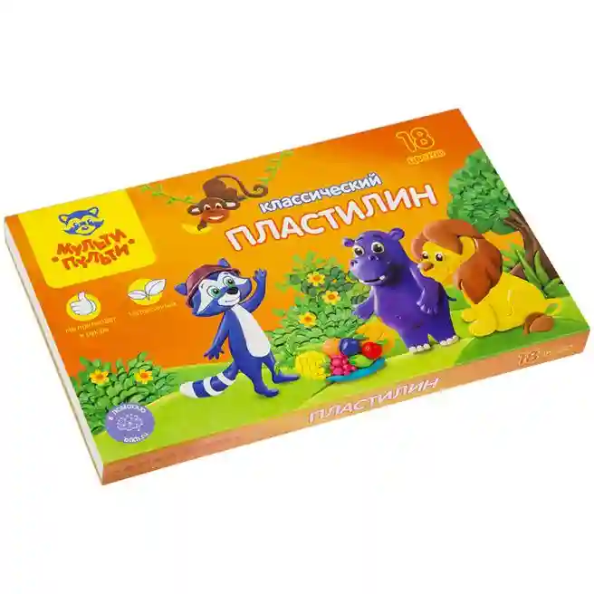 Plastilină Multi-Pulti, 18 culori, cu stec, 360g