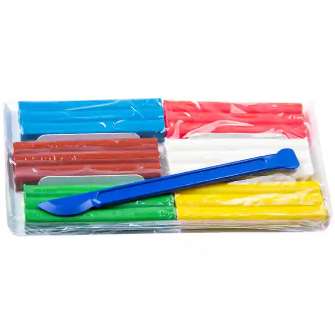 Plastilină Multi-Pulti, 6 culori, de ceară ,cu stec, 90g