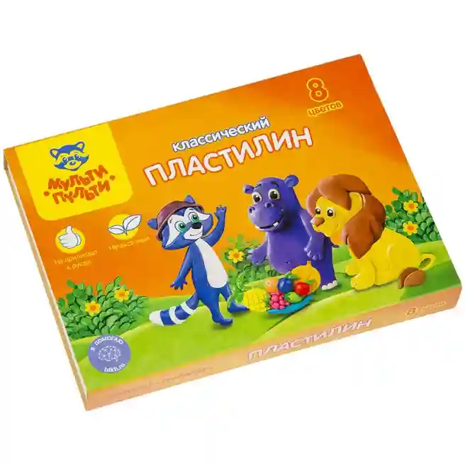 Plastilină Multi-Pulti, 8 culori, cu stec, 160g