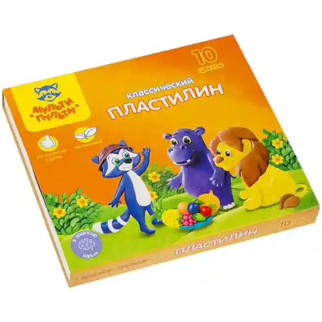 Plastilină Multi-Pulti, 10 culori, cu stec, 200g