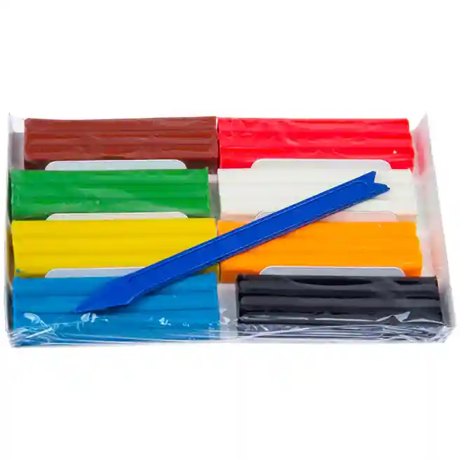 Plastilină Multi-Pulti, 8 culori, de ceară ,cu stec, 120g