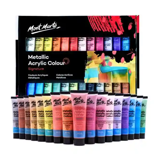 Set vopsea acrilică metalic 24 culori x 36 ml