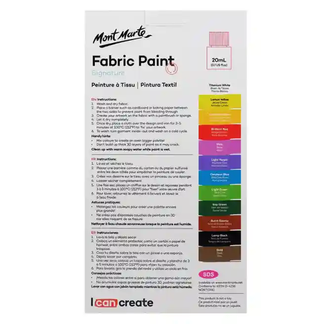 Set vopsele pentru haine Fabric Paint 12 bucăți x 20 ml