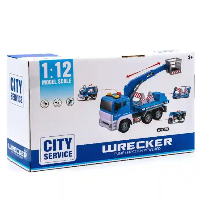 WY Машина инерц. 1:12 "Friction Truck" синяя (свет,звук), код 49466