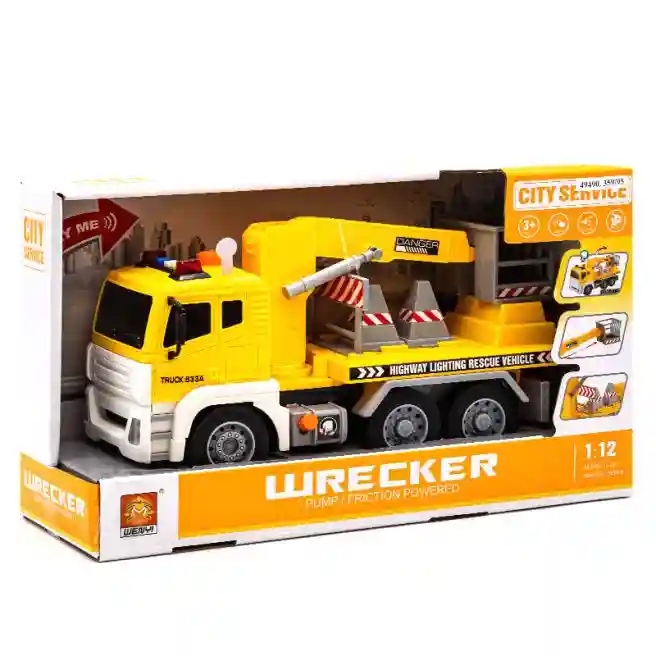 WY Машина инерц. 1:12 "Friction Truck" желтая (свет,звук), код 49490