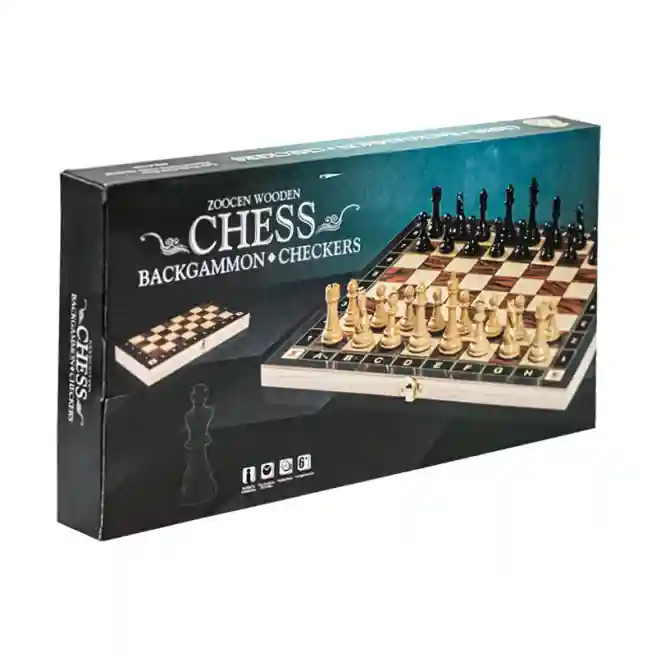 Настольная игра 3в1 (шашки/шахматы/нарды) 34x17см, код 167618
