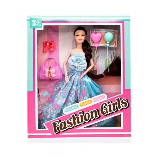 Păpușă de 29 cm în rochie cu pălărie cod 482144