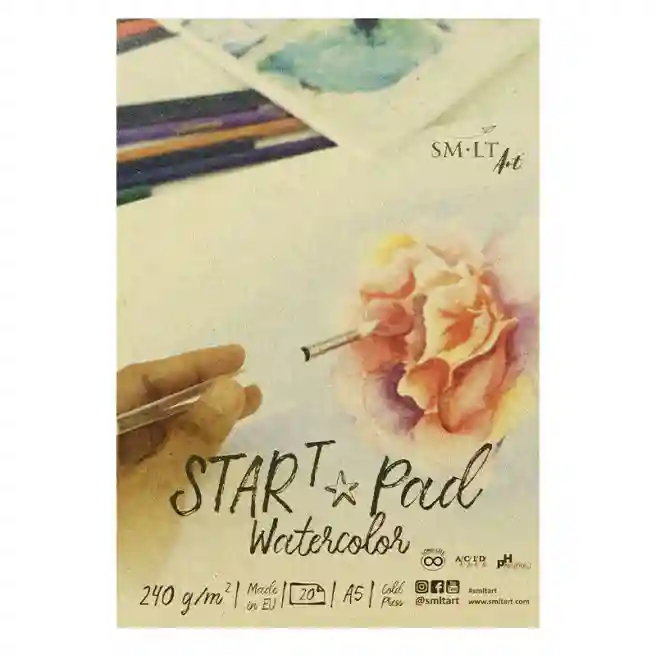 SMLT Sketchbook А5, StartPad, bloc lipit, 20 foi, acuarela, 240 g.