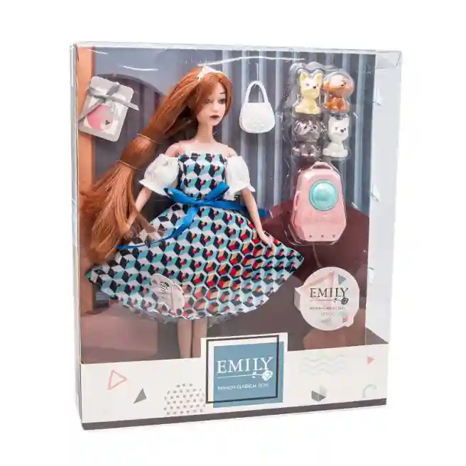 Кукла "Emily" 29 см, с животными и рюкзаком для животных, код 552013