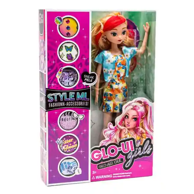 Papusa blonda cu suvite roz 25 cm "Glo Up Girls", cu accesorii, cod 552141
