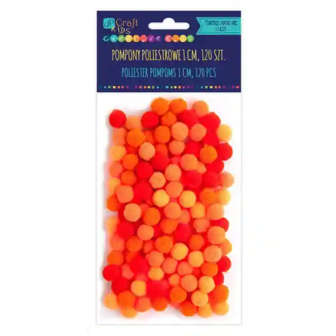 Pompoane decor 1cm mix, portocaliu, 120 buc