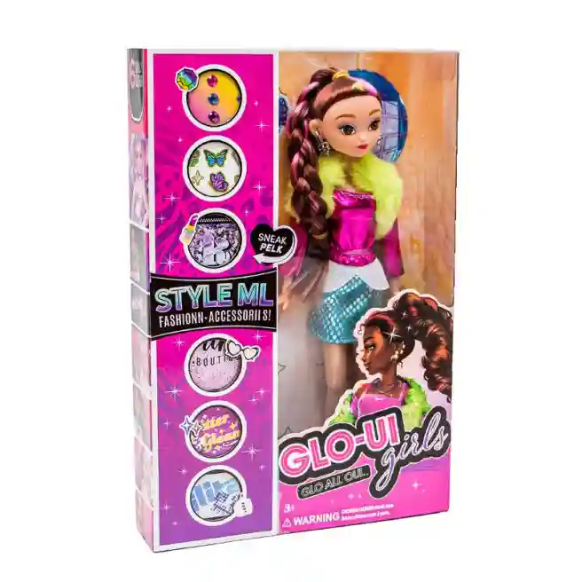 Papusa in roz 25 cm "Glo Up Girls", cu accesorii, cod 552177