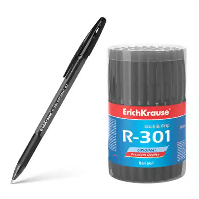 Pix cu bilă ErichKrause 0,7 мм R-301 Original Stick&Grip, negru