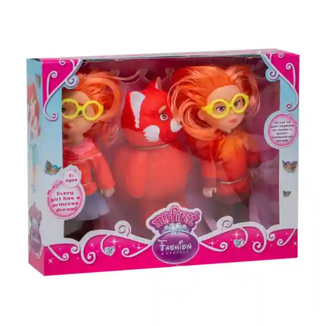 Set de joaca 2 papusi + animal, "My first fashion perfect", 15 cm, cod 562098