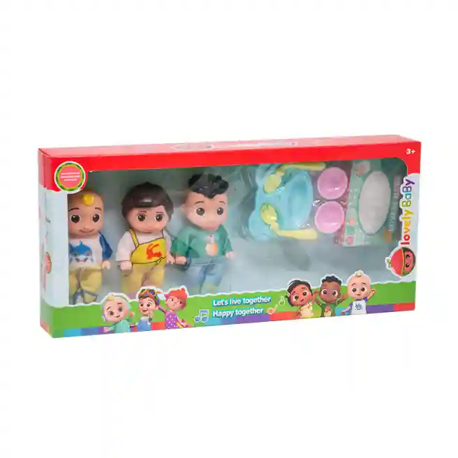 Игровой набор "Lovely baby": 3 куклы12 см+посуда, мальчики, код 562100