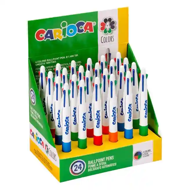 Pix cu bilă cu butoane, 4 culori Carioca, 1 mm