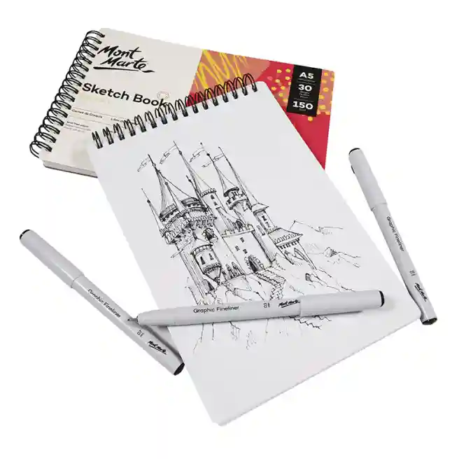 Sketchbook cu spirală A5, 150 gsm, 30 foi, dry media