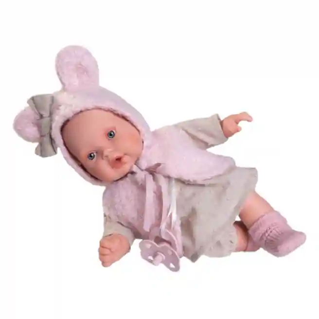 Păpușă bebeluș Kika în vestă cu urechiuși 27 cm, cod 53760