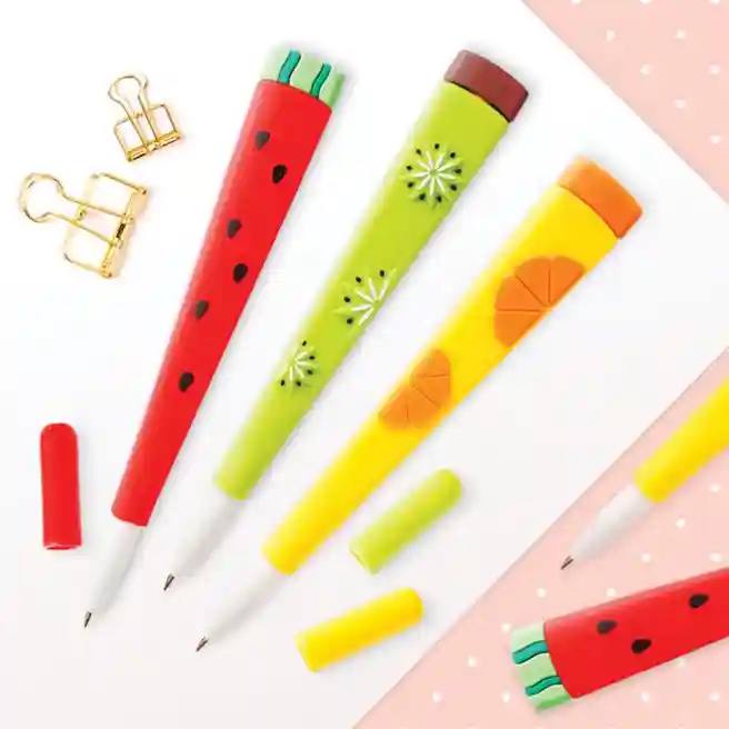 Ручка шариковая MESHU "Fruits" синяя, 0,7мм, софт-тач, корпус ассорти