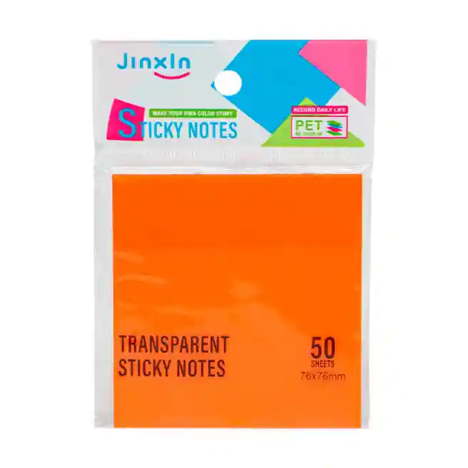 Foi din plastic pentru notițe 76x76, 50 foi, Neon semi-transparente