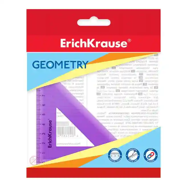 Угольник ErichKrause Standart 90мм, 90°/45°, сиреневый, блистер