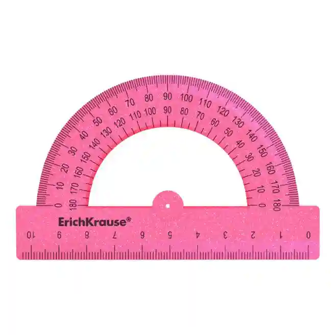 Транспортир ErichKrause Glitter 100мм, розовый, блистер