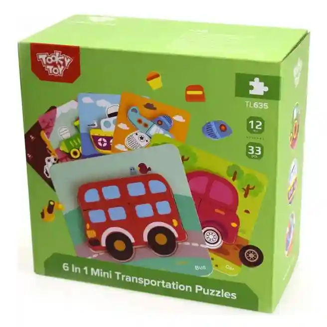 Деревянная игрушка Пазл 6 в 1 „Транспорт”, код 57314