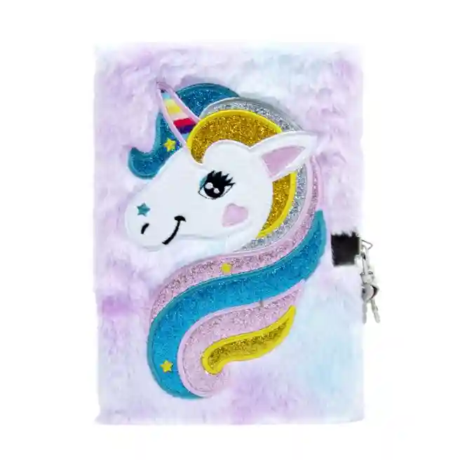 Carnet notite A5 plush cu lacat BZ26 Unicorn