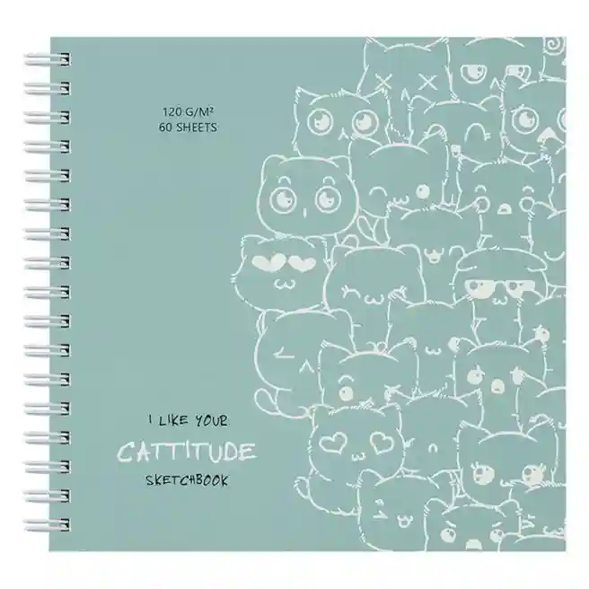 Sketchbook 60 foi, 150*150 MESHU "Cat wave", cu spirală, soft-touch, 120 g/m2