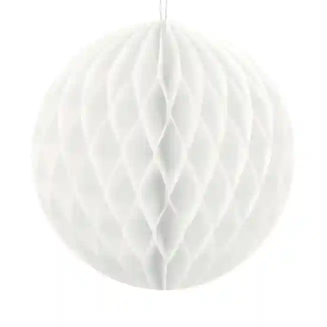 Decorat hartie Sfera, alba, 10 cm
