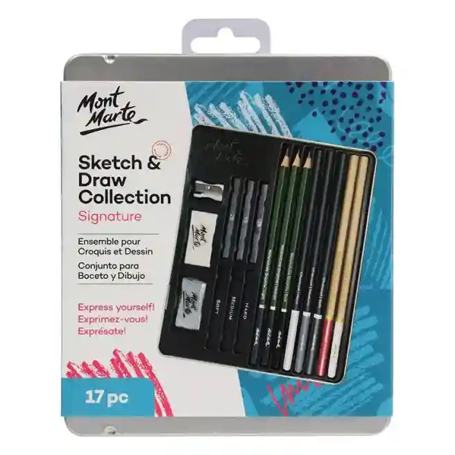 M.M. Set p/u desen Sketch & Draw, Dry Media, penal metalic, 17 un