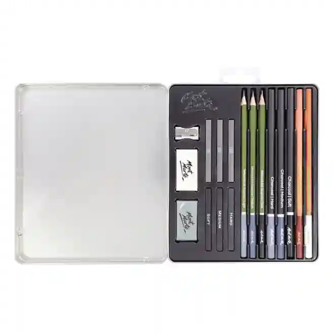 M.M. Set p/u desen Sketch & Draw, Dry Media, penal metalic, 17 un