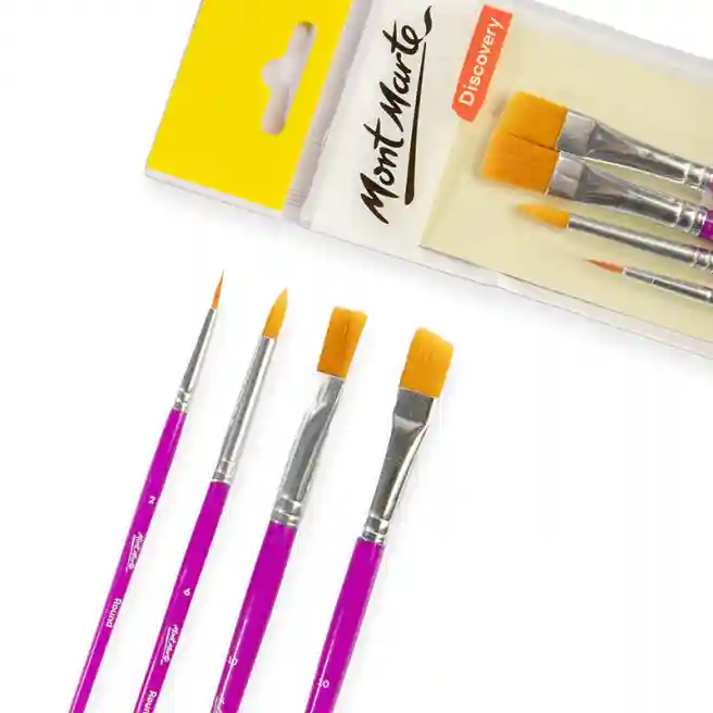 Set de pensule Discovery asortate (plată, oblică, rotunde),  4 bucăți
