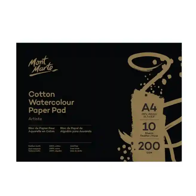 Hârtie pentru acuarelă, 100% Bumbac, 200 g, A4, 10 foi