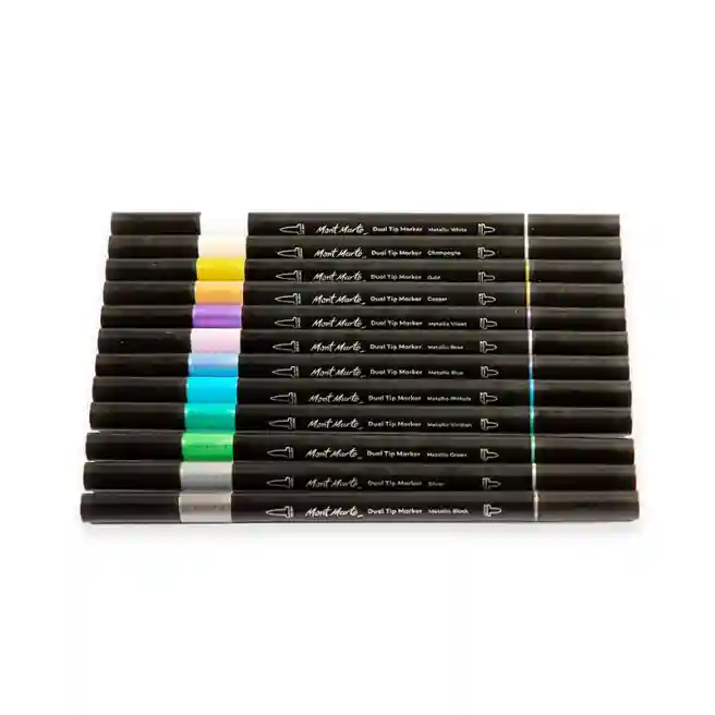 Marker cu vârf dublu Pensula/Bullet Metallic 12 bucăți