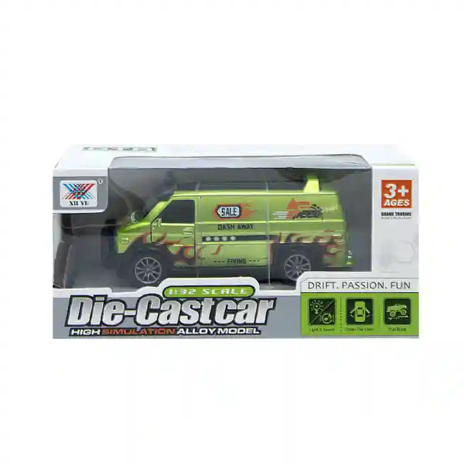 Minivan 1:32 "Die-Castcar", cu lumină și sunet, și uși care se deschid, verde, cod 632057
